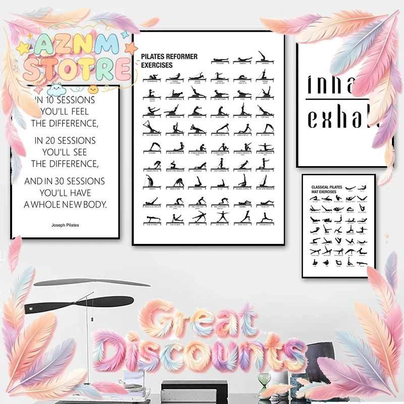 Pilates Yoga Room - Pilates-Workout-Poster Leinwanddrucke Yoga-Raum Wanddekoration, Pilates-Geschenk Bodybuilding-Leitfaden