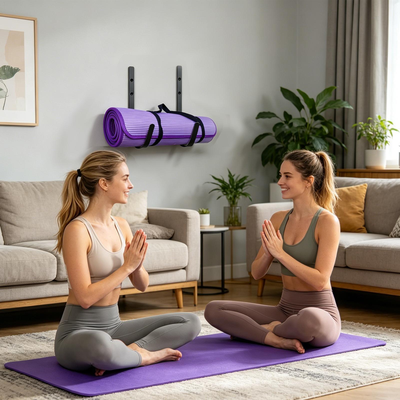 Pilates Yoga Room - Yoga-Matten-Wandhalterung Schaumstoffroller-Organizer Haken Gebogenes Design Yoga-Matten-Aufbewahrungsregal