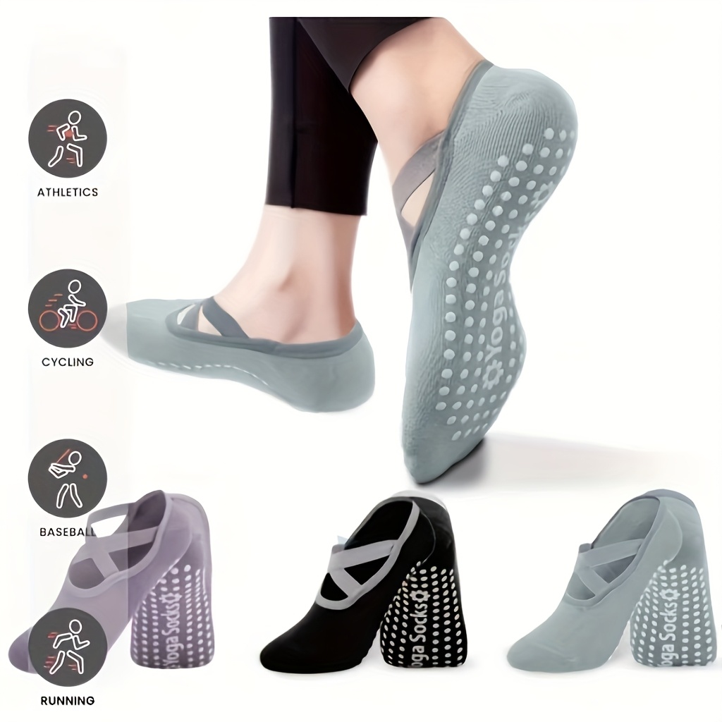 Pilates Yoga Classes - 3 Paar mehrfarbige Yoga-Socken, rutschfeste Socken,