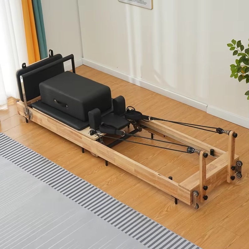 Pilates Yoga Room - Klappbares Pilates-Reformer-Set aus Holz für Heimfitness-Studio,